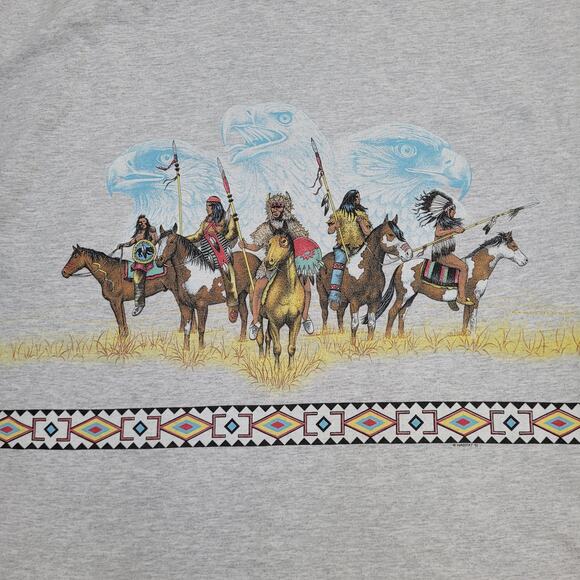 Vintage 1991 Native-American Shirt L/XL 23x28 Wrap-Around - Picture 7 of 16